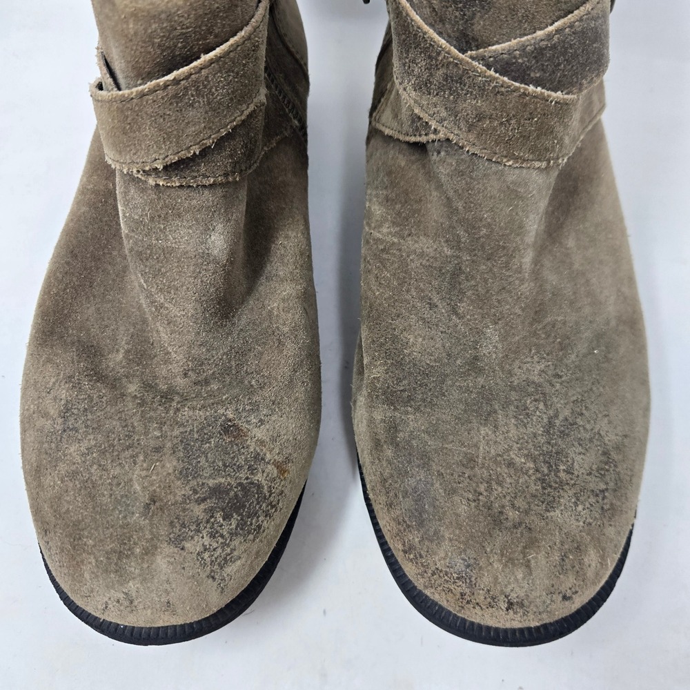 UGG Benson Olive Green Suede Shearling Buckle Ankle Boots 1095151 Womens 8.5 - Picture 4 of 11